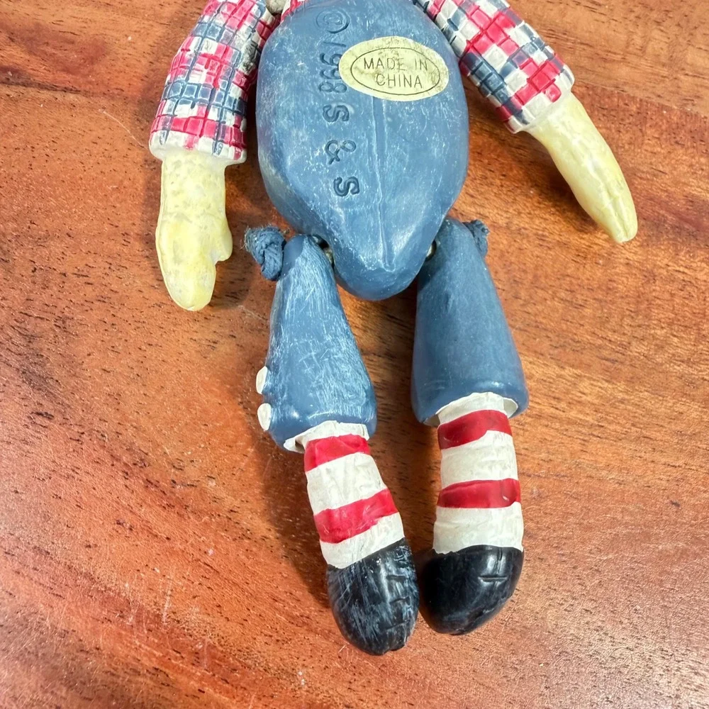 Vintage 1998 S&S Raggedy Andy Jointed Resin Christmas Ornament Red Yarn Hair‎